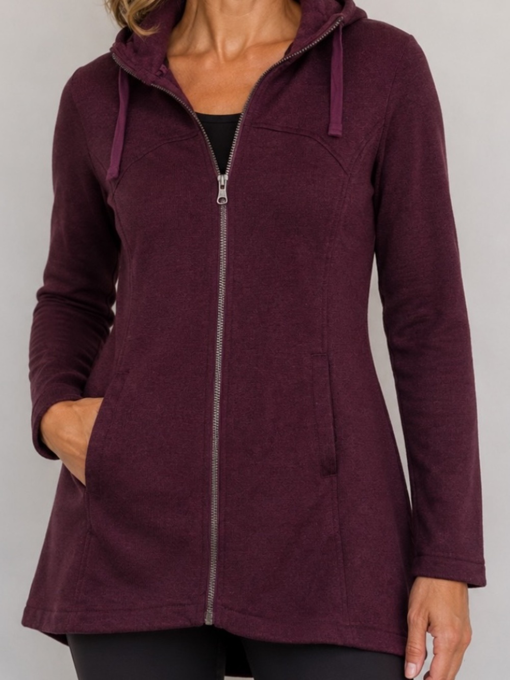 Mondetta Sweater Jacket Womens Size Large Burgundy Full Zip Casual Hiking